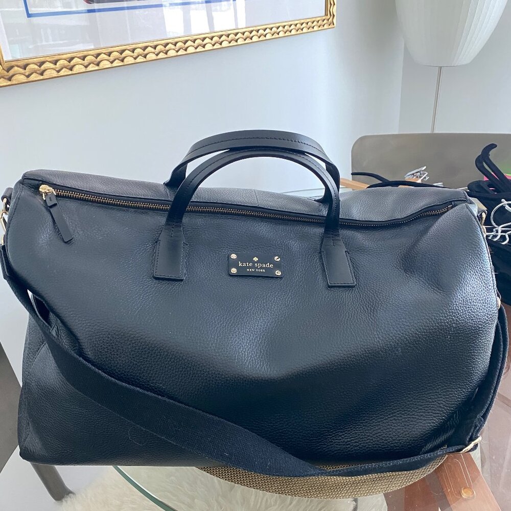 Kate Spade Black Leather Duffle Bag